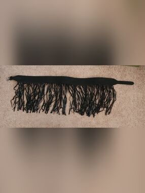 Express Black Fringe Waist belt